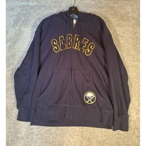 Buffalo Sabres NHL Hoodie Mens XL Navy Blue Fleece Lined Full Zip Jacket Sporty